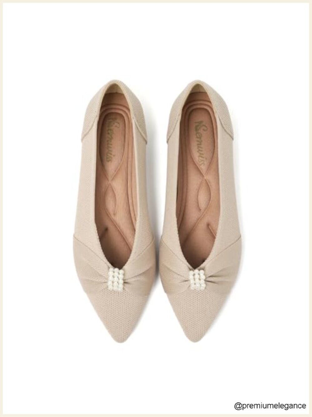 Women's Pearl Ballet Flats Pointed Toe Memory Foam Dressy Comfort Shoes